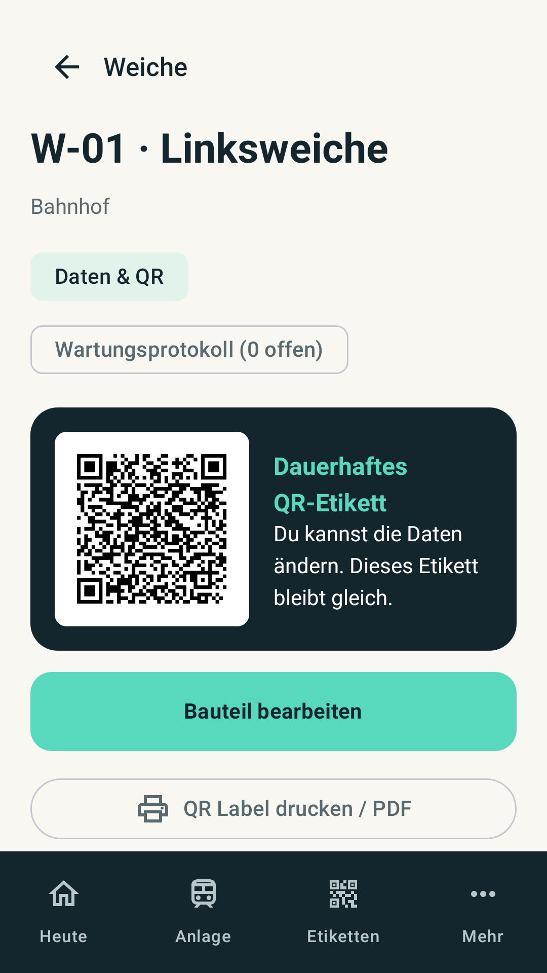 Dauerhaftes QR-Etikett
