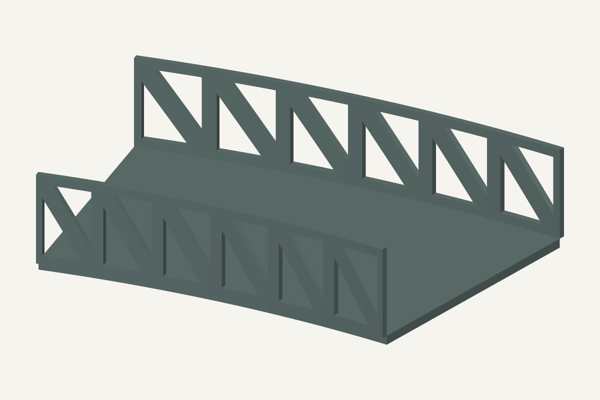 Puente de celosía curvo R600