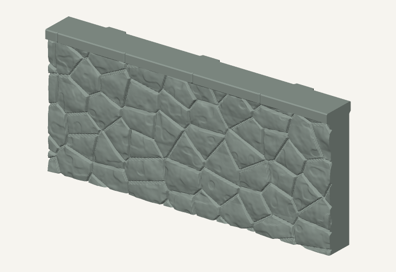 Mur de soutènement H0 en moellons avec contreforts